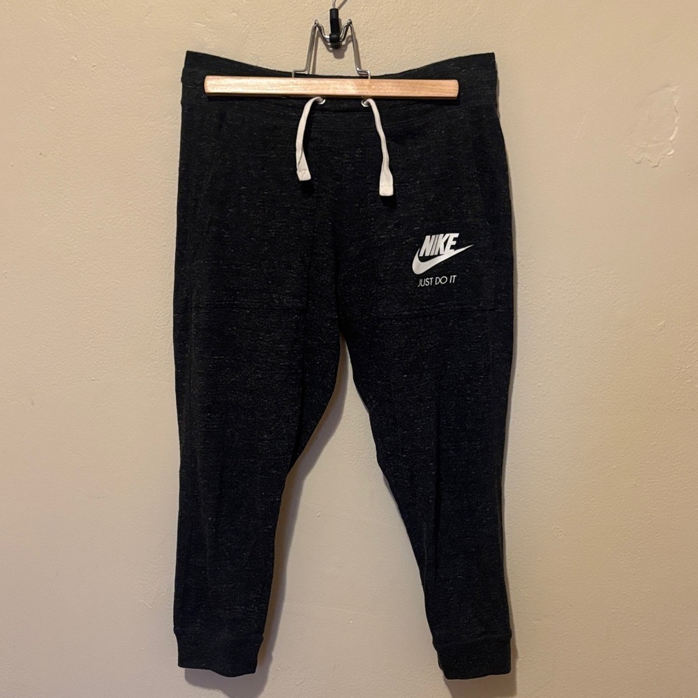 Nike Black Jogger Capris with White Swoosh